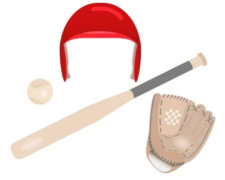 Set for playing baseball on a white background. Vector illustration Stock Illustration
