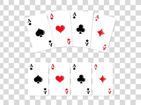 Set of playing card aces in all suits. Vector illustration. EPS10. Stock Illustration