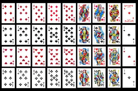 Set of playing card close up Stock Photos