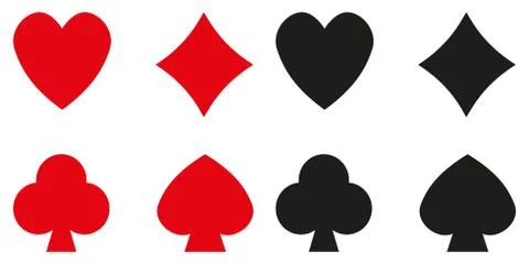 Set of playing card suits. Flat style. Isolated on a white background Stock Illustration