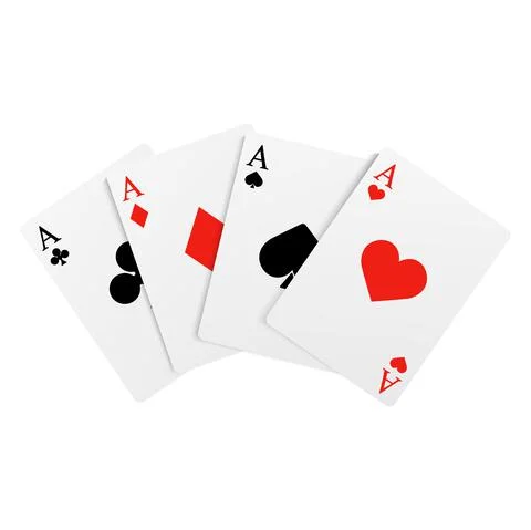 Set of playing cards, ace of four suits. Vector Stock Illustration