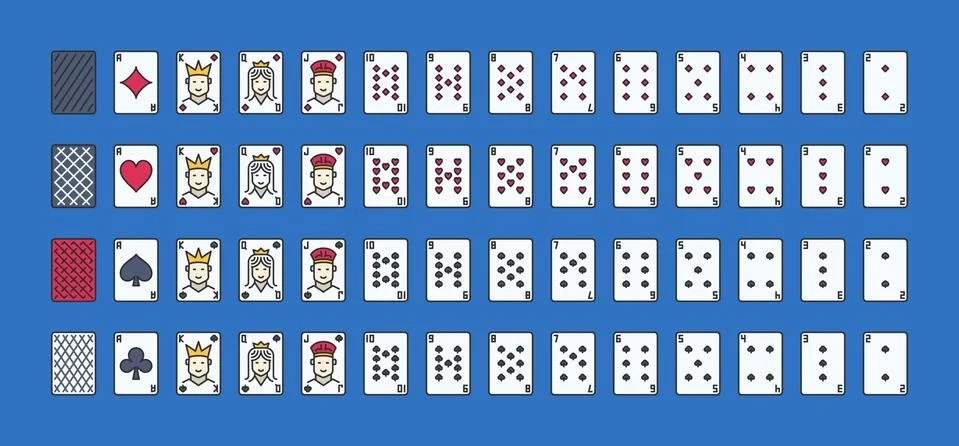 Set of Playing Cards creative vector icons. Full card deck Stock Illustration