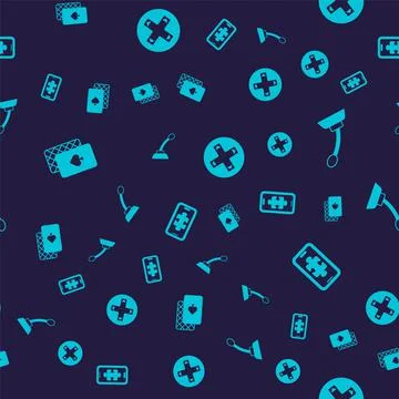 Set Playing cards, Microphone, Game controller or joystick and Mobile gaming on Stock Illustration