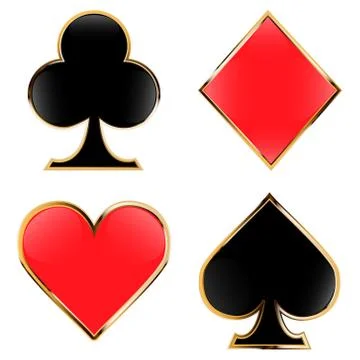Set of playing cards suits. Four cards. Stock Illustration