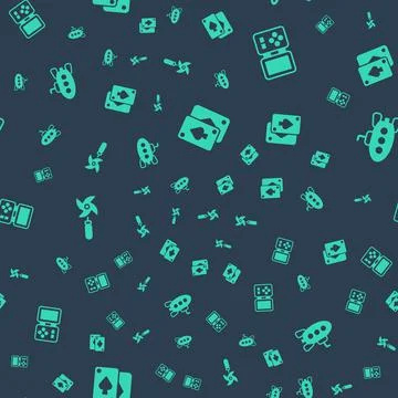 Set Playing cards, Tetris electronic game, Pinwheel toy and Submarine on Stock Illustration