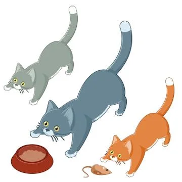 Set of playing cats Stock Illustration