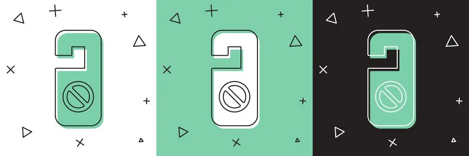 Set Please do not disturb icon isolated on white and green, black background Stock Illustration