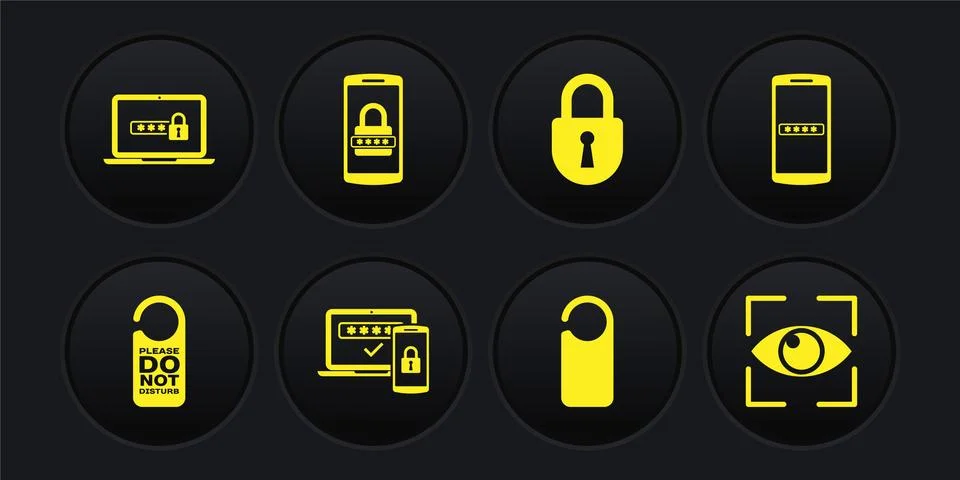 Set Please do not disturb, Mobile and password, Two steps authentication, , Lock Stock Illustration
