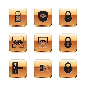 Set Please do not disturb, Digital door lock with wireless, , VPN Computer Stock Illustration