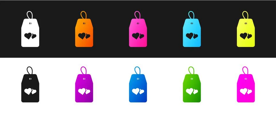 Set Please do not disturb with heart icon isolated on black and white background Illustration