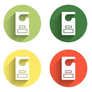 Set Please do not disturb icon isolated with long shadow background. Hotel .. Stock Illustration