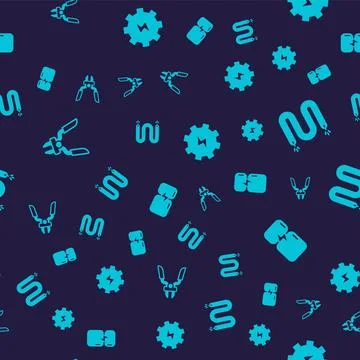 Set Pliers tool, Electric cable, Gear and lightning and Refrigerator on seamless 스톡 일러스트