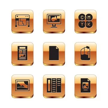 Set Plotter, Picture landscape, Brochure, Empty document, News, CMYK color Stock Illustration