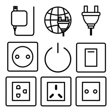Set of plug and switch icons Stock Illustration