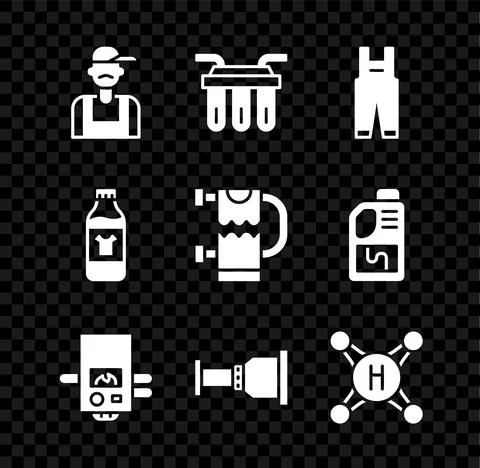 Set Plumber, Water filter, Work overalls, Gas boiler, Pipe adapter, tap, Bottle Stock Illustration