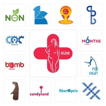 Set of plus size, triple x, fiber optic, candyland, otter, pole vault, bomb s Selección de ilustraciones gratis