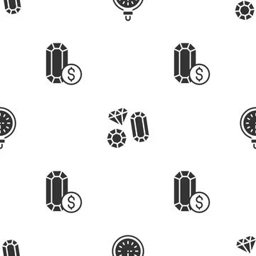 Set Pocket watch, Gem stone and Jewelry online shopping on seamless pattern Stock Illustration