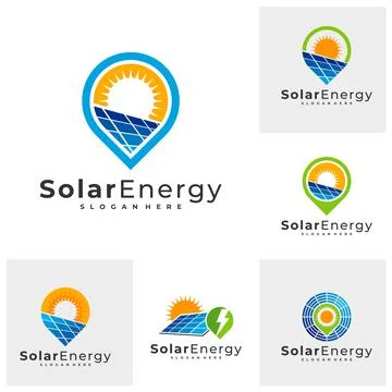 Set of Point Solar logo vector template, Creative Solar panel energy logo des Stock Illustration