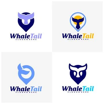 Set of Point Whale Tail logo vector template, Creative Whale Tail logo desi.. Stock Illustration