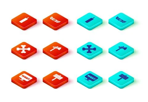 Set Pointer to wild west, Road traffic signpost, Crossed human bones, Tomah.. Illustrazione stock