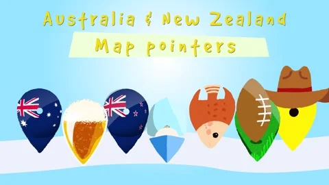 Set of pointers with Australia signs Stock Footage 280381722