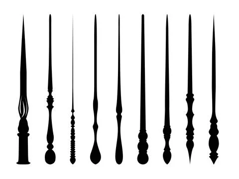 Set of pointers black silhouette magic wand Stock Illustration