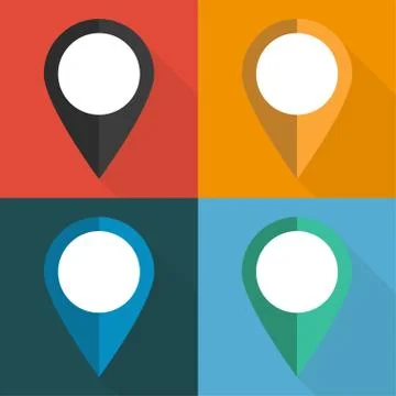 Set of pointers to the map on different backgrounds vector illustration Stock Illustration