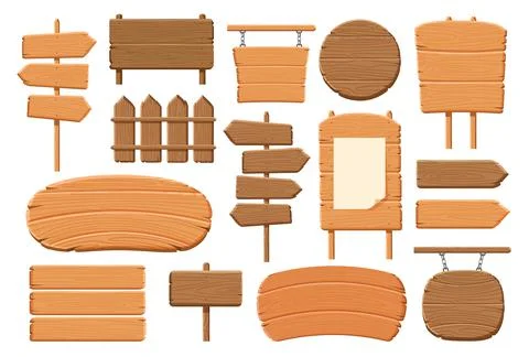 Set of pointers signs and planks. Wooden signboard collection. Vector Stock Illustration