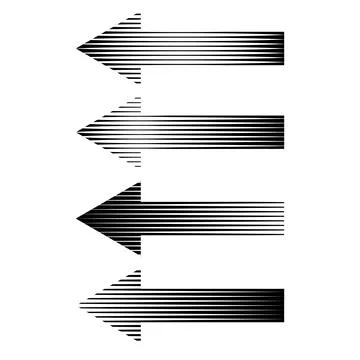 Set of pointing arrows, striped texture arrow path direction イラスト素材
