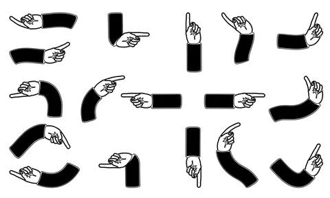 Set of pointing finger silhouettes Stock Illustration