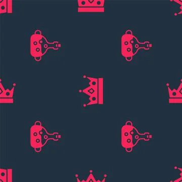 Set Poison in bottle and King crown on seamless pattern. Vector Illustrazione stock
