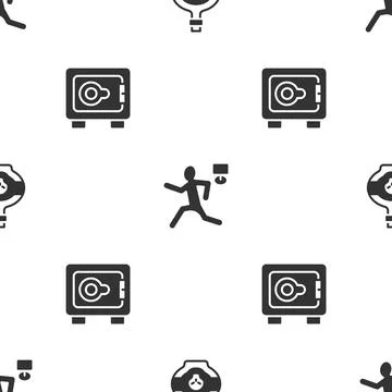Set Poison in bottle, Murder and Safe on seamless pattern. Vector Stock Illustration