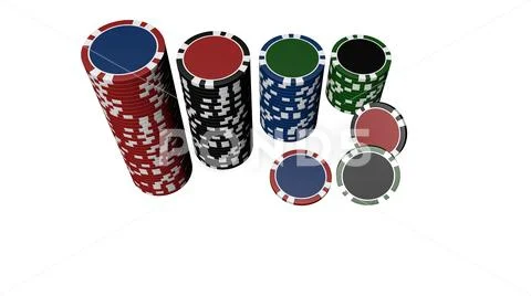 Set of poker chips of different colors isolated on white background. Stock Illustration
