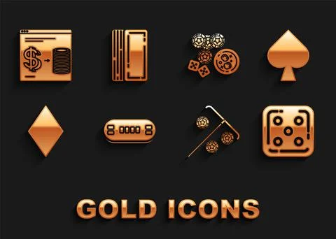 Set Poker table, Game dice, Stick for chips, diamonds, Casino game and glass of Stock Illustration