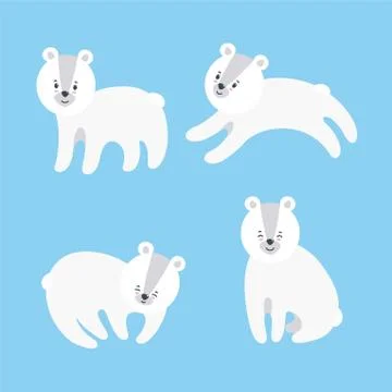 Set of polar bears. Vector illustration in flat style Stock-Illustration