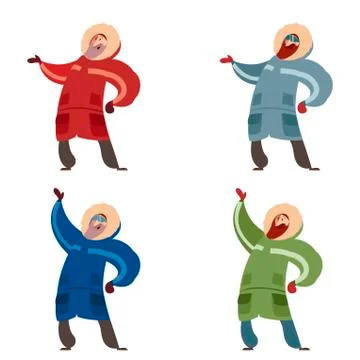 Set of polar expliorers Stock Illustration