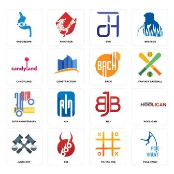 Set of pole vault, tic tac toe, judiciary, bbj, 30th anniversary, bach, candy Free Stock Illustration