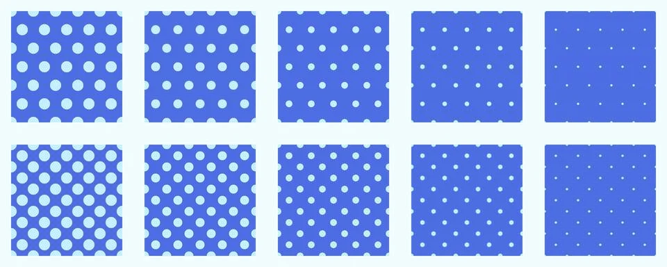 Set polka dots seamless vector pattern. Simple background for web or print... Illustrazione stock