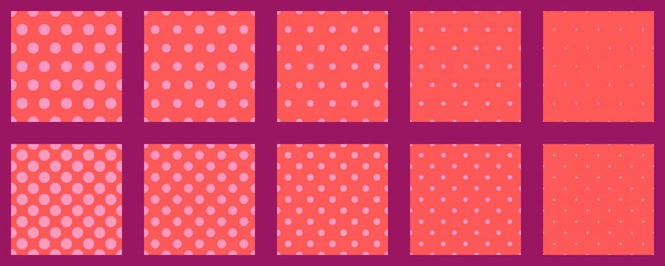 Set polka dots seamless vector pattern. Simple background for web or print... Illustrazione stock