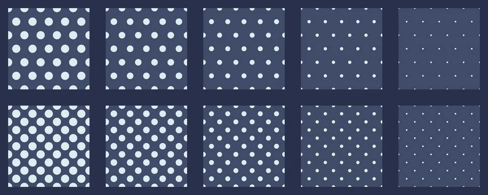 Set polka dots seamless vector pattern. Simple background for web or print... Illustrazione stock