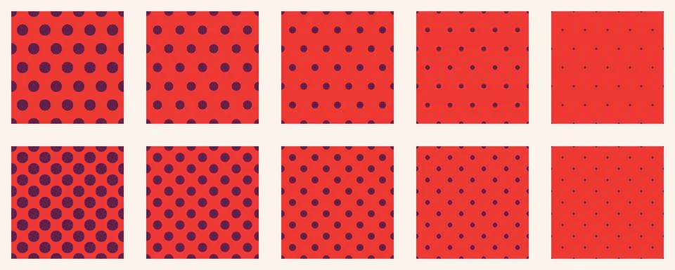 Set polka dots seamless vector pattern. Simple background for web or print... Illustrazione stock