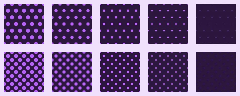 Set polka dots seamless vector pattern. Simple background for web or print... Illustrazione stock