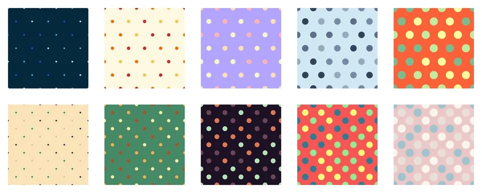 Set polka dots seamless vector pattern. Simple background for web or print... 스톡 일러스트