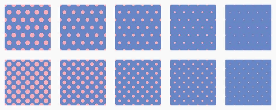 Set polka dots seamless vector pattern. Simple background for web or print... Illustrazione stock