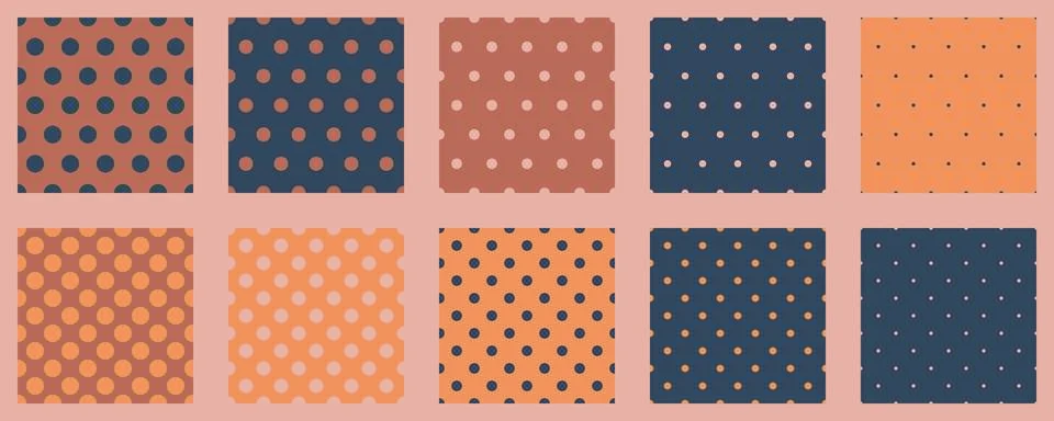 Set polka dots seamless vector pattern. Simple background for web or print... Stock Illustration