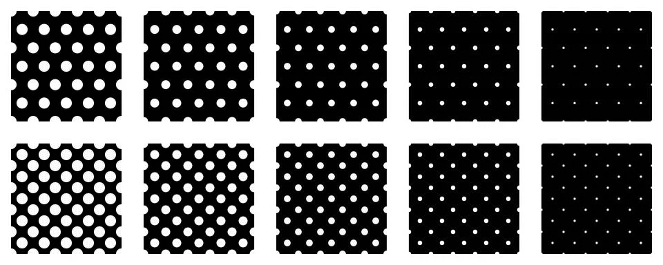Set polka dots seamless vector pattern. Simple background for web or print... Stock Illustration