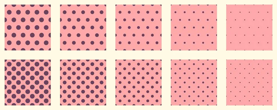 Set polka dots seamless vector pattern. Simple background for web or print... Stock Illustration