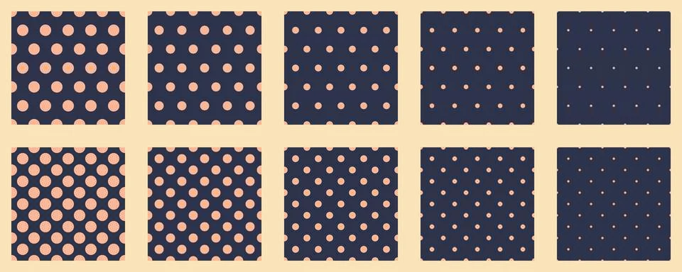 Set polka dots seamless vector pattern. Simple background for web or print... 스톡 일러스트