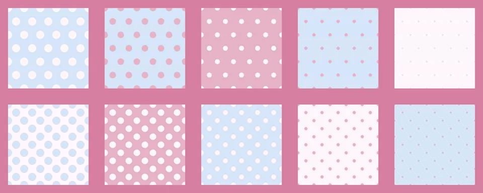 Set polka dots seamless vector pattern. Simple background for web or print... Stock Illustration