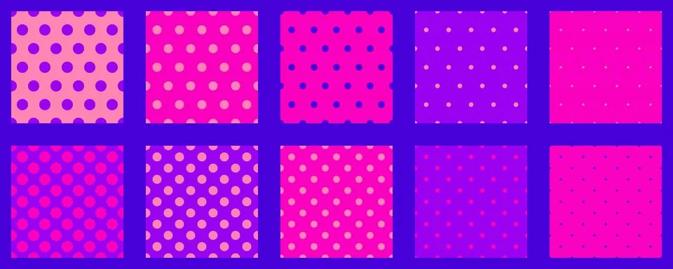 Set polka dots seamless vector pattern. Simple background for web or print... Stock Illustration